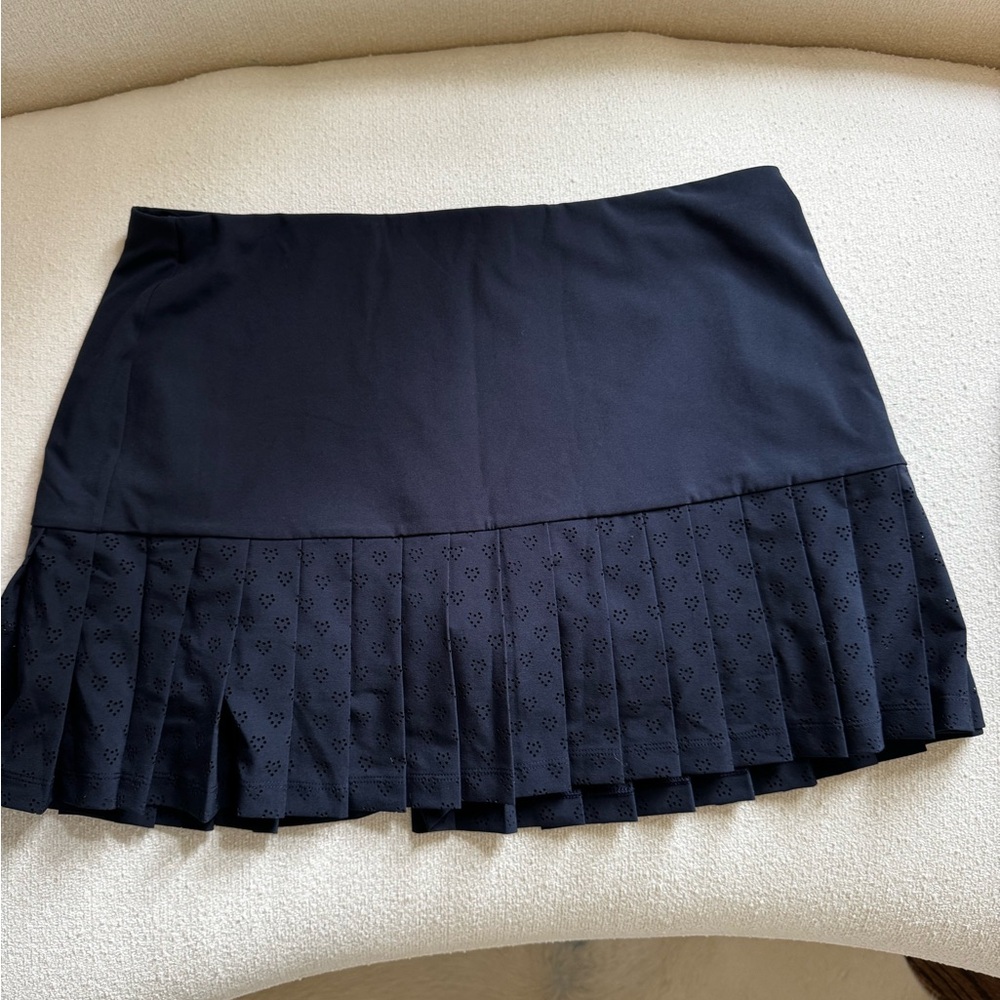 Tory Burch Black Mini Skirt with Pleated Hem Tennis Golf Heart Stich